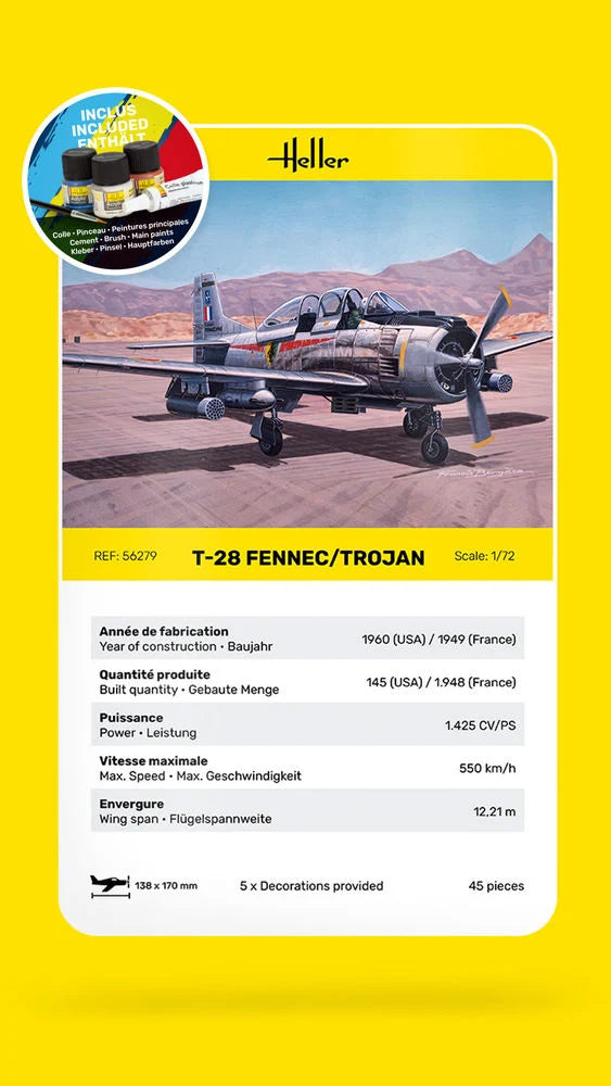 Heller 1/72 Starter Kit T-28 Fennec Trojan