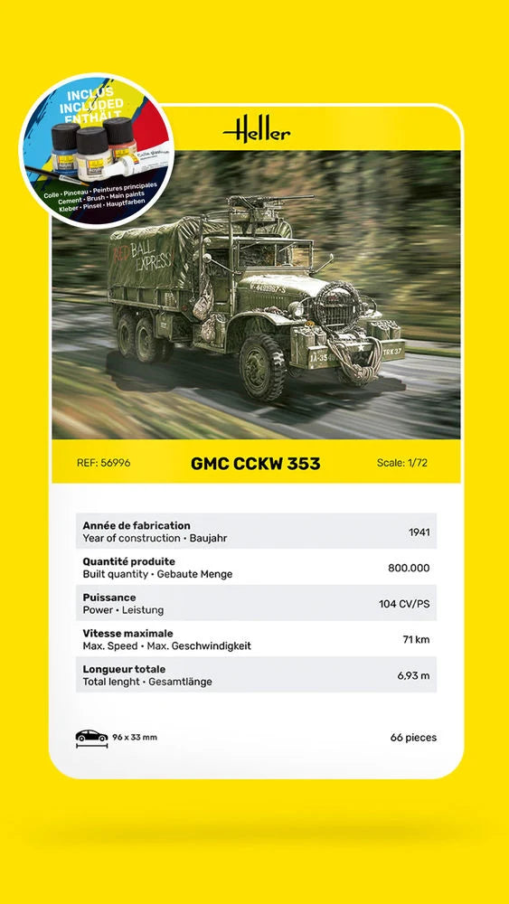 Heller 1/72 Starter Kit GMC CCKW 353 Truck