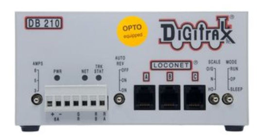 Digitrax DB210 OPTO Single 3/5/8 Amp AutoReversing DCC Booster that is Opto-Isolated for layouts with common rail wiring