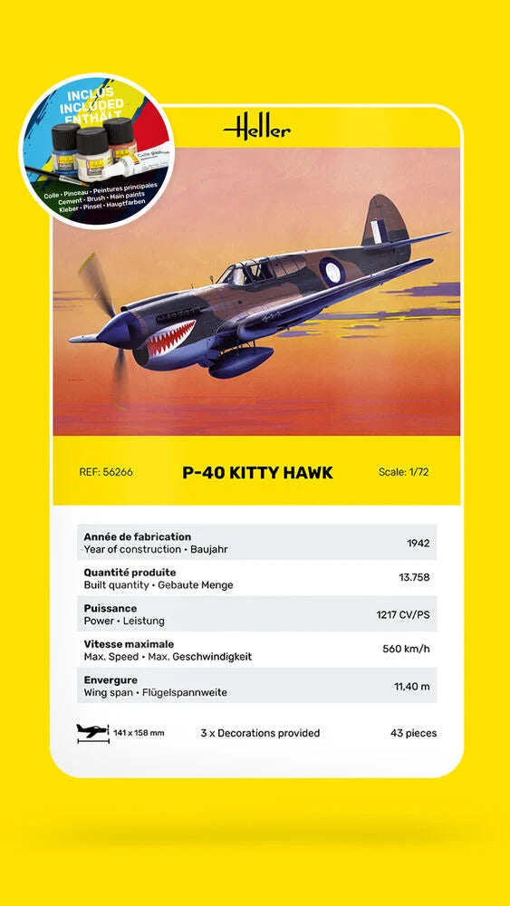 Heller 1/72 Starter Kit P-40E Kittyhawk RAAF