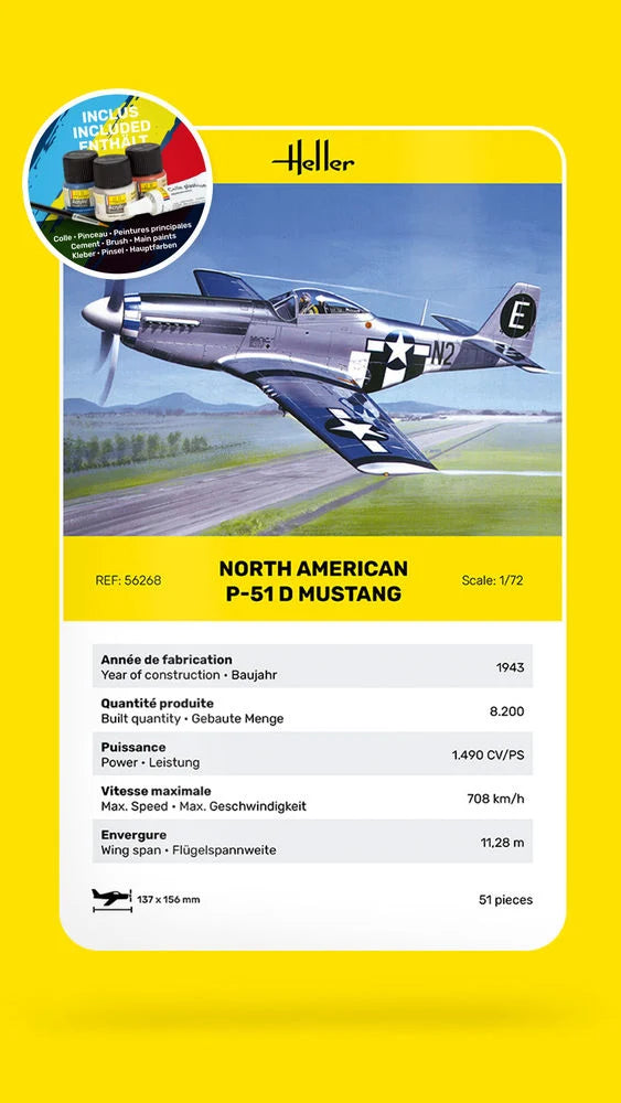 Heller 1/72 Starter Kit P-51D Mustang