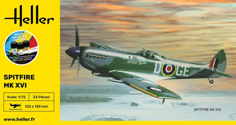 Heller 1/72 Starter Kit Supermarine Spitfire Mk.XVI