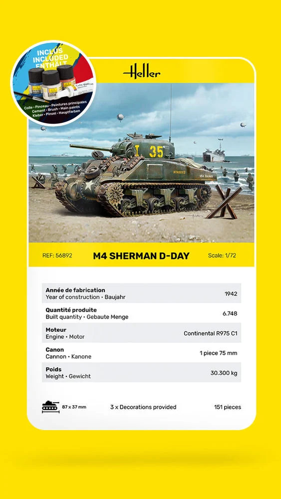 Heller 1/72 Starter Kit M4 Sherman D-Day