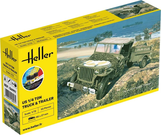 Heller 1/72 Starter Kit US 1/4 Ton Willys Truck & Trailer